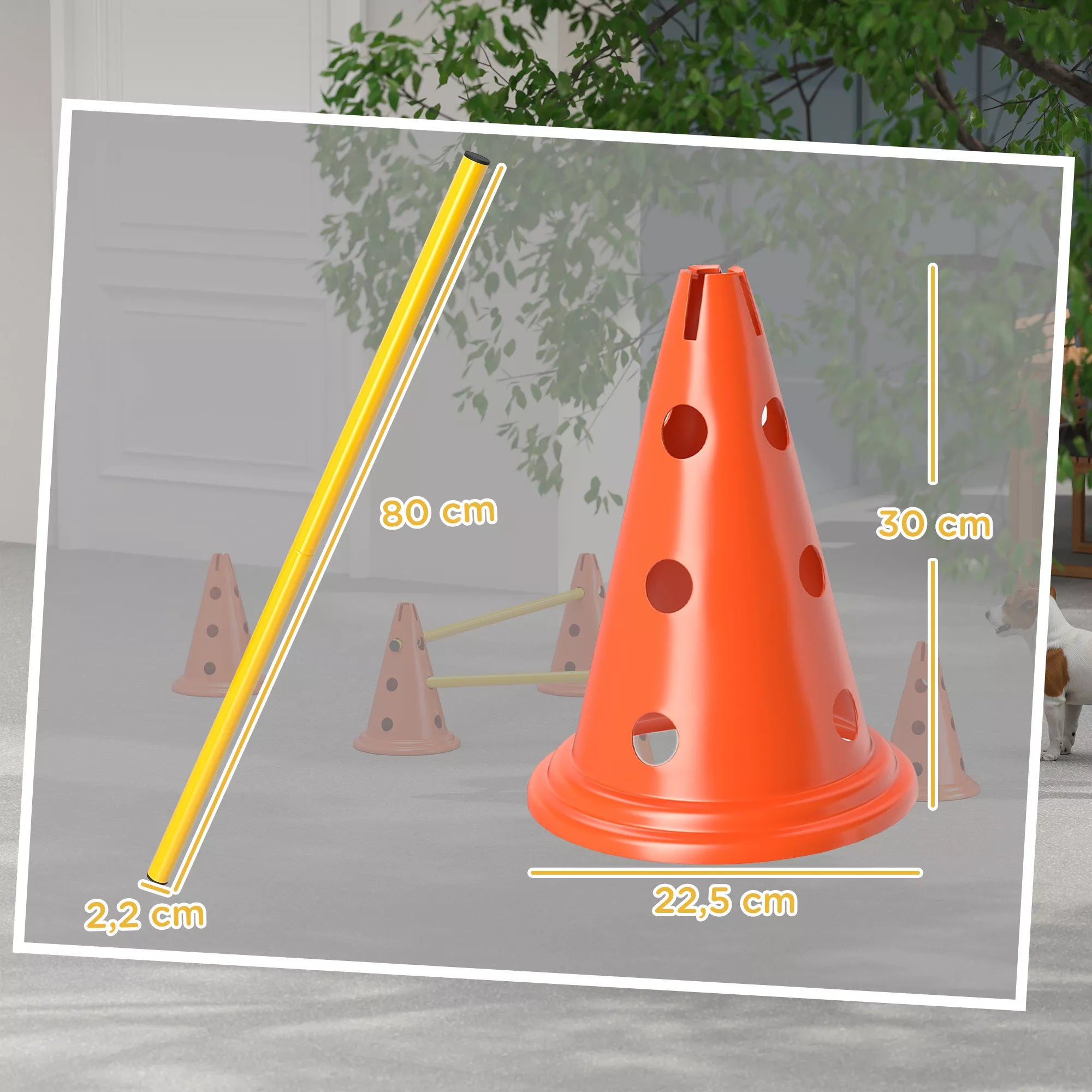 Agility rinkinys šunims 3 dalių agility įranga šunų dresūrai Stumiamų kliūčių rinkinys su 6 kūgiais 3 kliūtys Nešimo krepšys