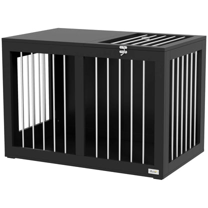 Dog cage Dog crate Dog transport box, 2 doors, lockable, steel grid, 80 cm x 50 cm x 56.5 cm, Black