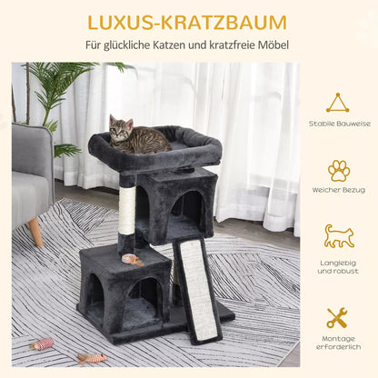Cat scratching post 83 cm Small cat scratching post with sisal posts, cat climbing tree, furniture for small cats, dark gray