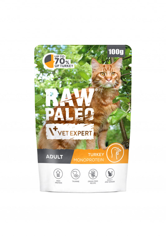 Raw Paleo adult cat - Turkey pouch 100g