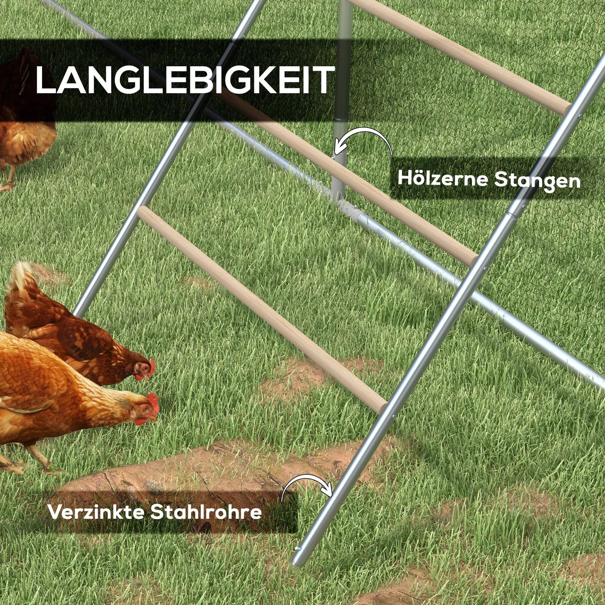 Vistu laktiņas kāpnes, 4 laktiņas stieņi, laikapstākļiem izturīgas, 4-6 vistām, tērauds/koks