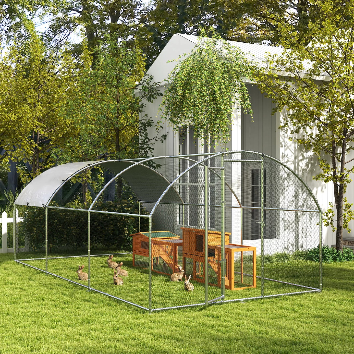 PawHut mazo dzīvnieku būris ar bitumena jumtu, egles koks, oranžs