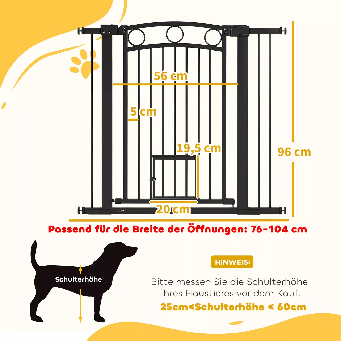 Mājdzīvnieku vārtiņi, 96 cm kāpņu drošības vārtiņi, regulējams platums 76-104 cm, ar kaķu durvīm, kāpnēm un durvju ailēm, melni