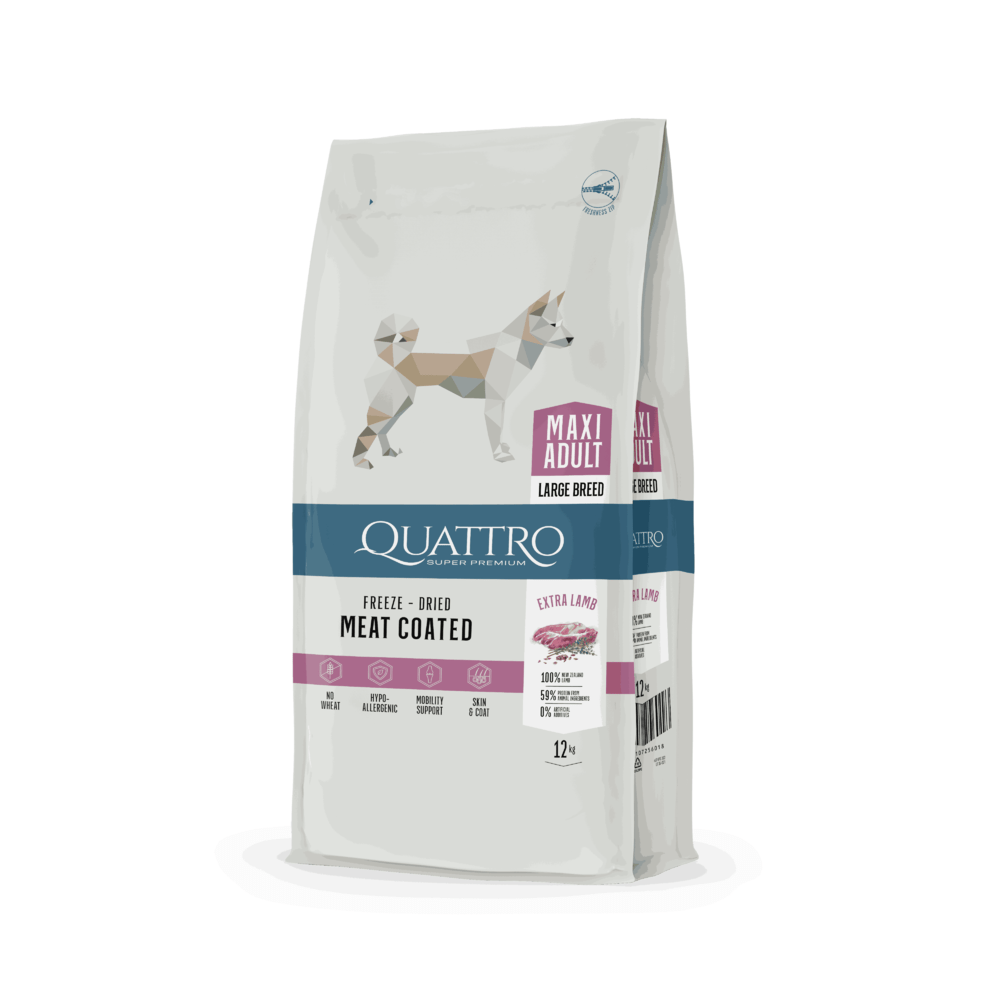 Quattro Maxi Lamb Sausas pašaras suaugusiems didelių veislių šunims su ėriena 12 kg