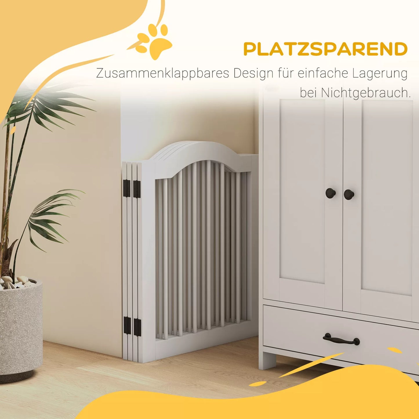 Salokāmi suņu vārti, 4 paneļi, kāpnēm, gaiteņiem, durvīm, MDF/masīvkoks, balti