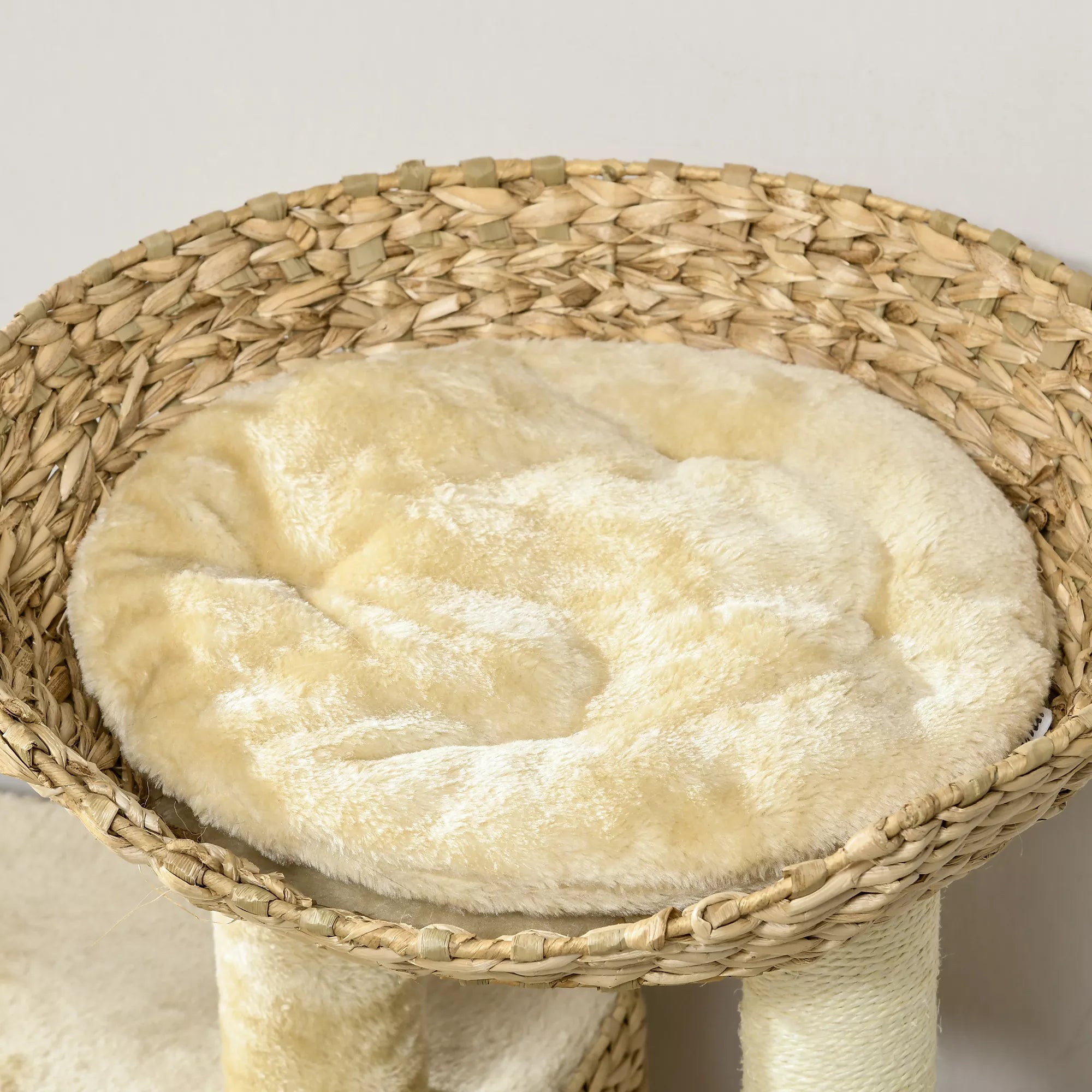 Draskyklė - kačių medis, 1 kačių urvas, 1 kačių lovelė, 1 gulėjimo vieta, 1 rampa, 60 cm x 40 cm x 98 cm, natūralus + smėlio spalvos