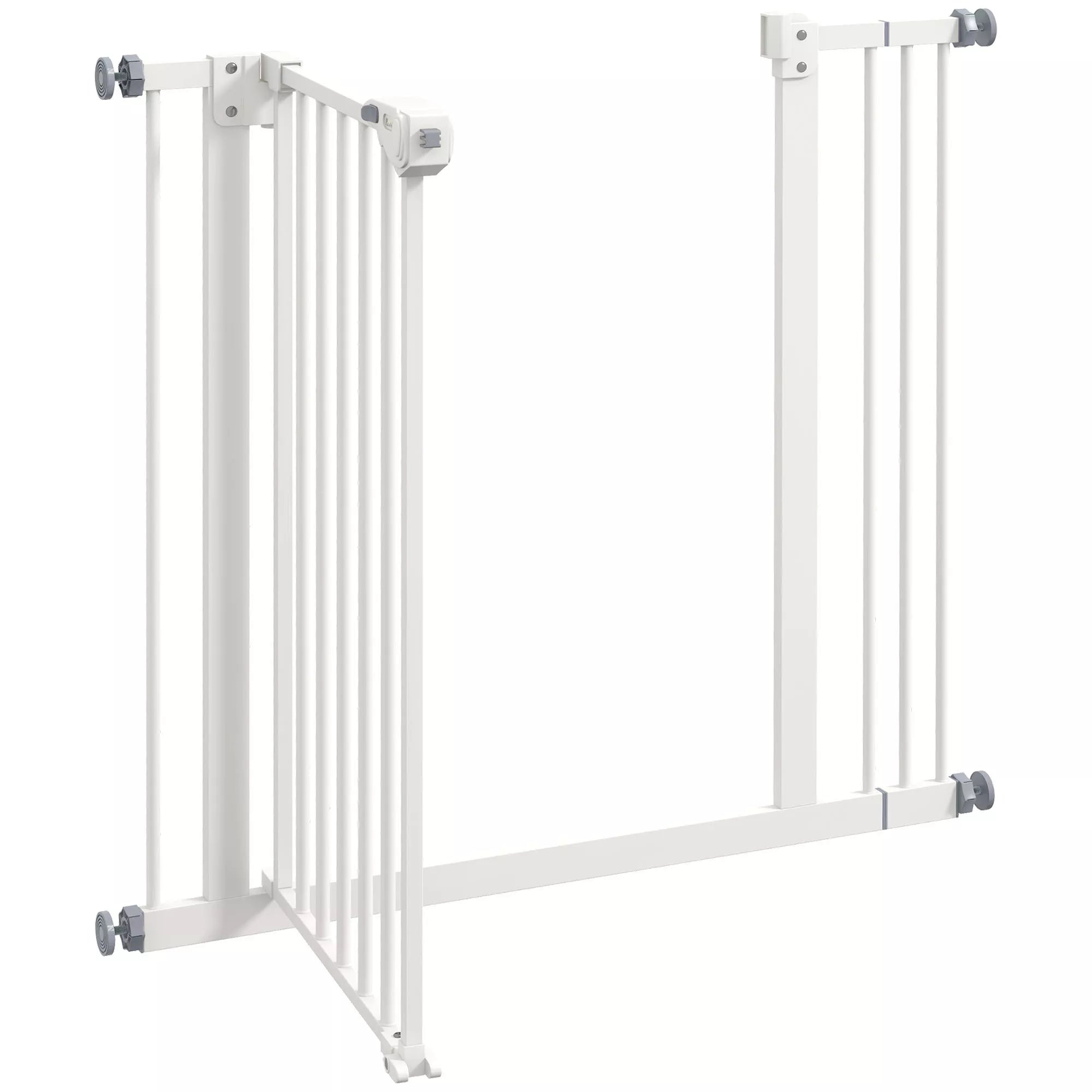 Suņu drošības vārtiņi, barjera, mājdzīvnieku vārtiņi, metāla, plastmasas, 74-87 cm, balti