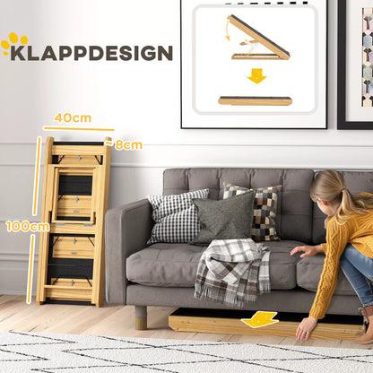 Dog steps, dog ramp, adjustable height, non-slip, foldable, 83x40x62.5 cm, wood/white