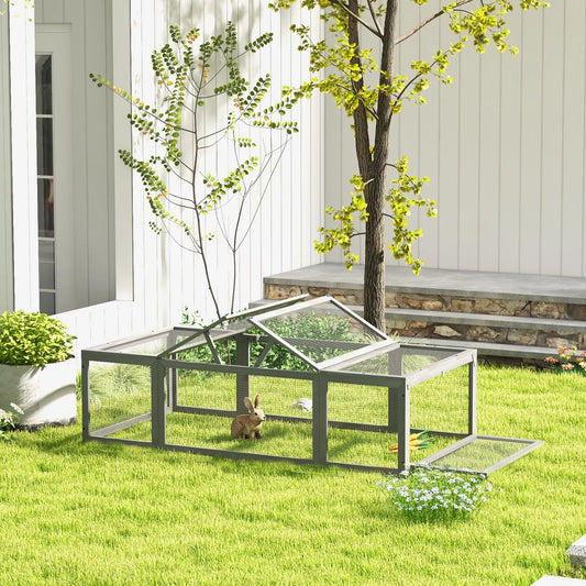 Pawhut Aptvaras smulkiems gyvūnams, atlenkiamas stogas, eglės mediena, pilkas