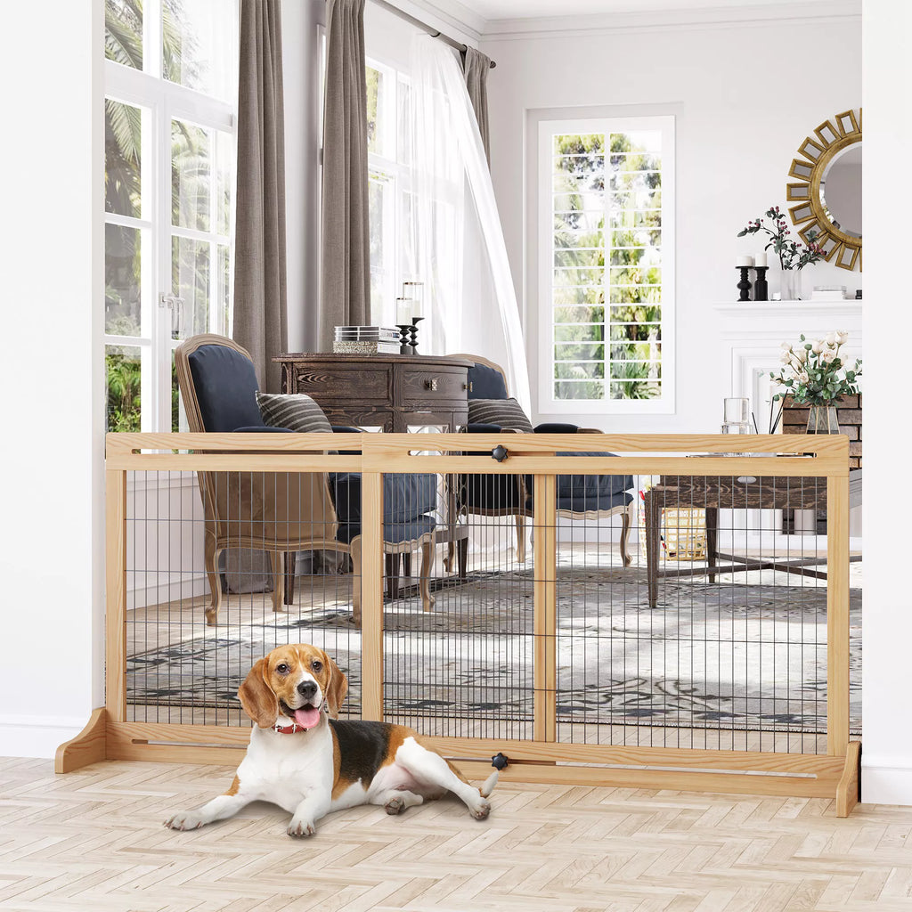 Šunų apsauginė grotelė, laiptų apsauginė grotelė, 180 cm aukščio, reguliuojamo aukščio, natūralios spalvos + juodos spalvos