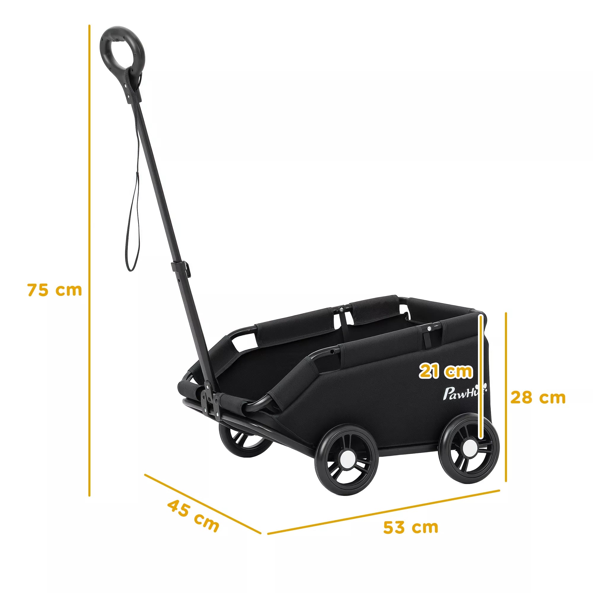 Suņu ratiņi, saliekami suņu ratiņi maziem suņiem līdz 4 kg, saliekami kaķu ratiņi ar rokturi, mazgājams spilvens, drošības siksnas, uzglabāšanas kaste, 4 riteņi, melni
