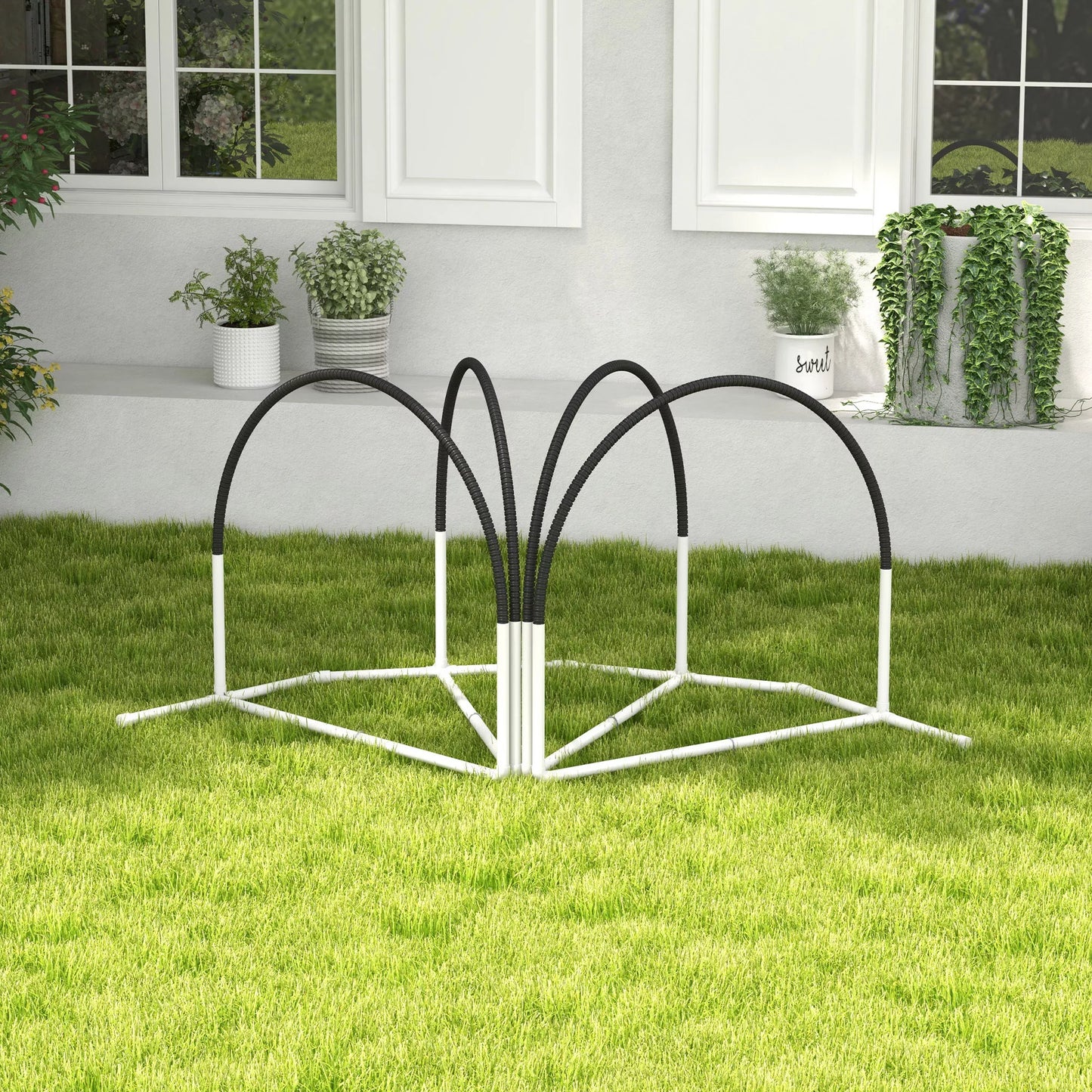 Šunų agiliti rinkinys, dresavimo reikmenys, 4 dalys, 89 x 69 x 99 cm, balta + juoda