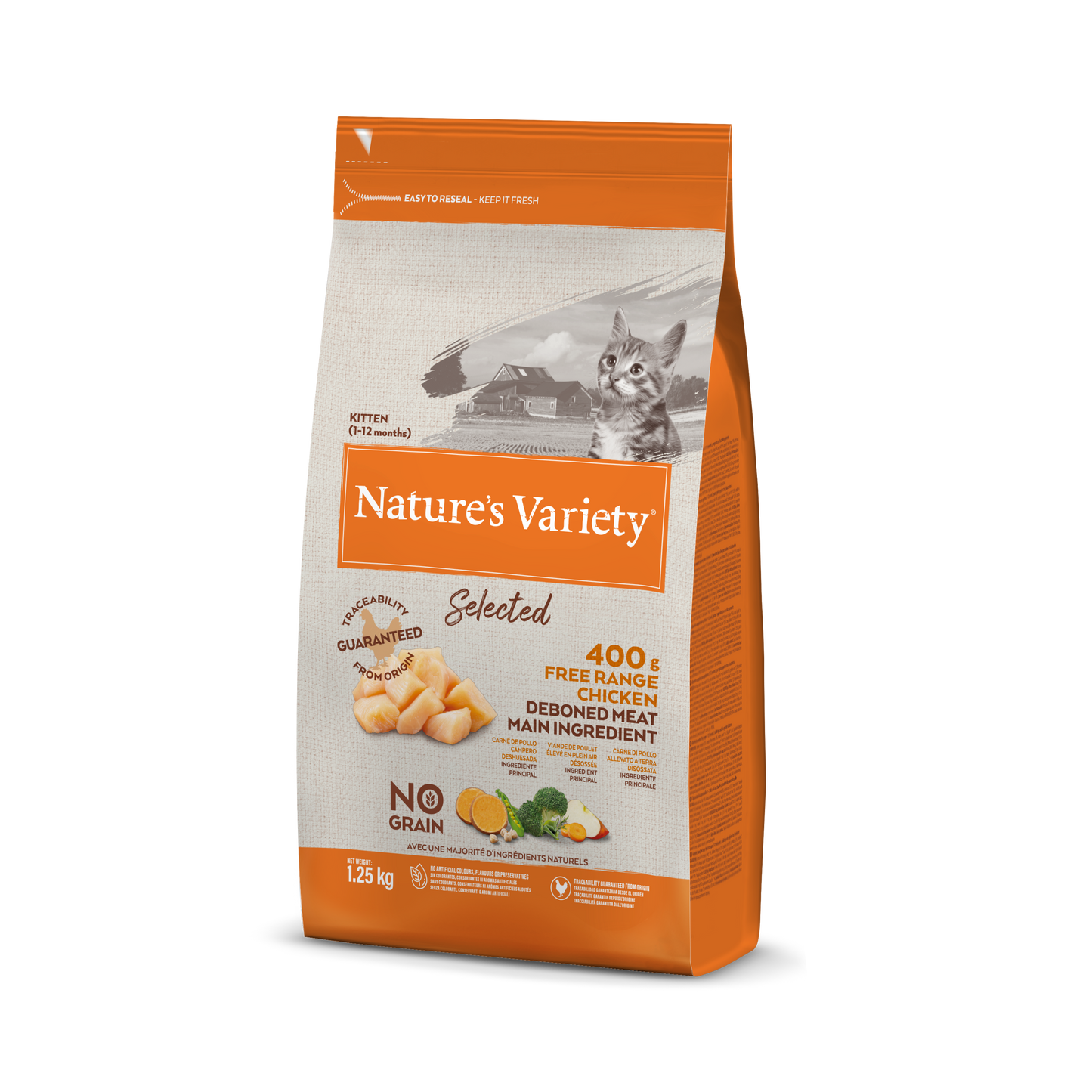 Nature's Variety Selected Kitten Sausas maistas kačiukams su vištiena 1,25 kg