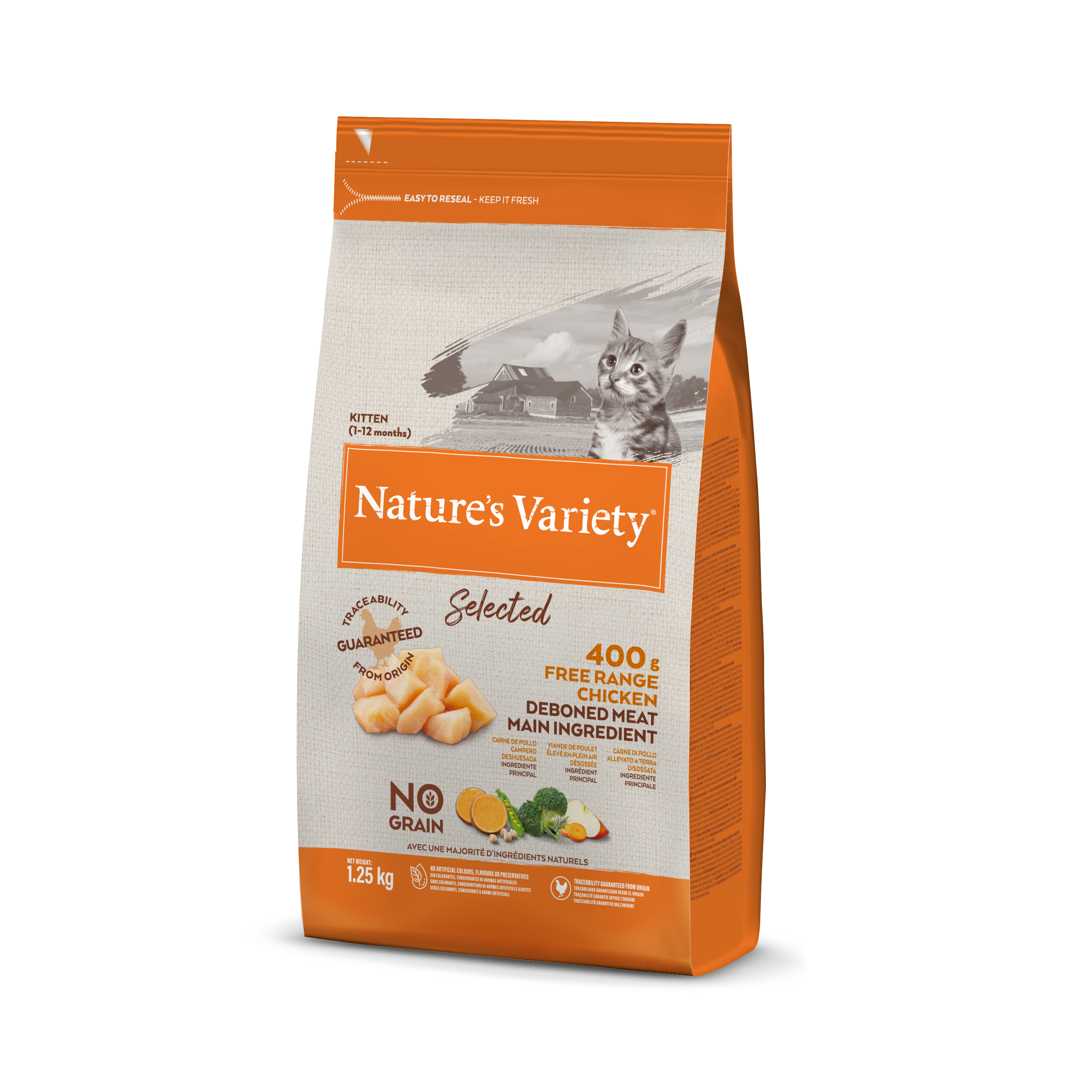 Nature's Variety Selected Kitten Sausas maistas kačiukams su vištiena 1,25 kg