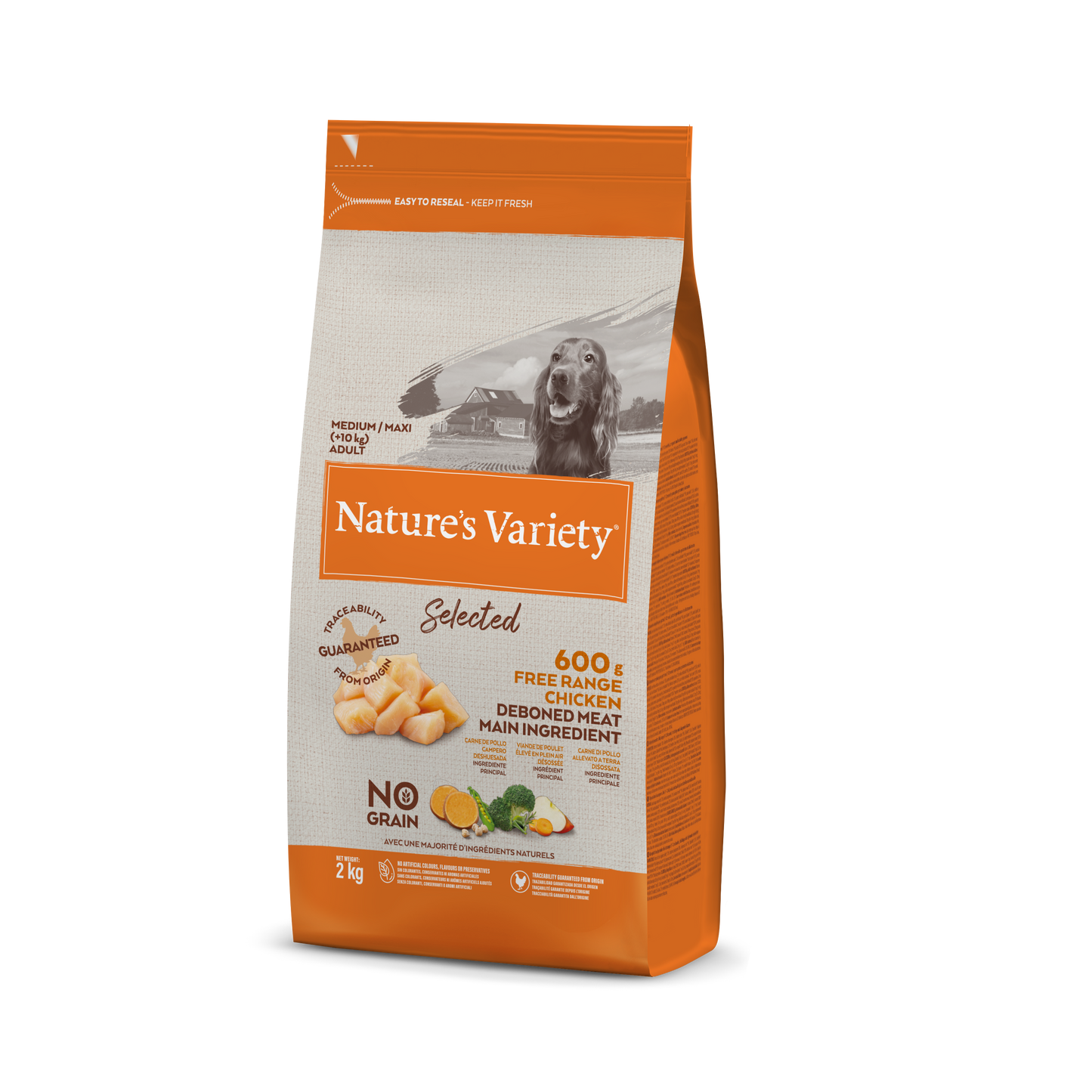 Nature's Variety Selected Med/Max Adult Sausas maistas suaugusiems mažųjų ir didžiųjų veislių šunims su vištiena 2 kg