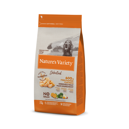 Nature's Variety Selected Med/Max Adult Sausas maistas suaugusiems mažųjų ir didžiųjų veislių šunims su vištiena 2 kg