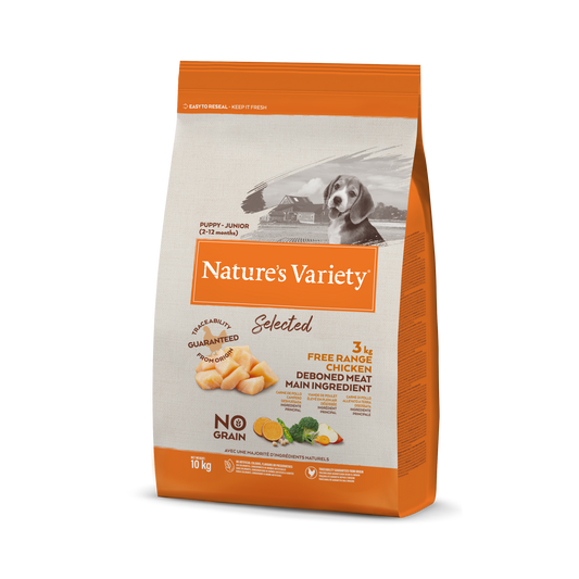 Nature's Variety Selected Puppy-Junior Sausas maistas augantiems šuniukams su vištiena 10 kg