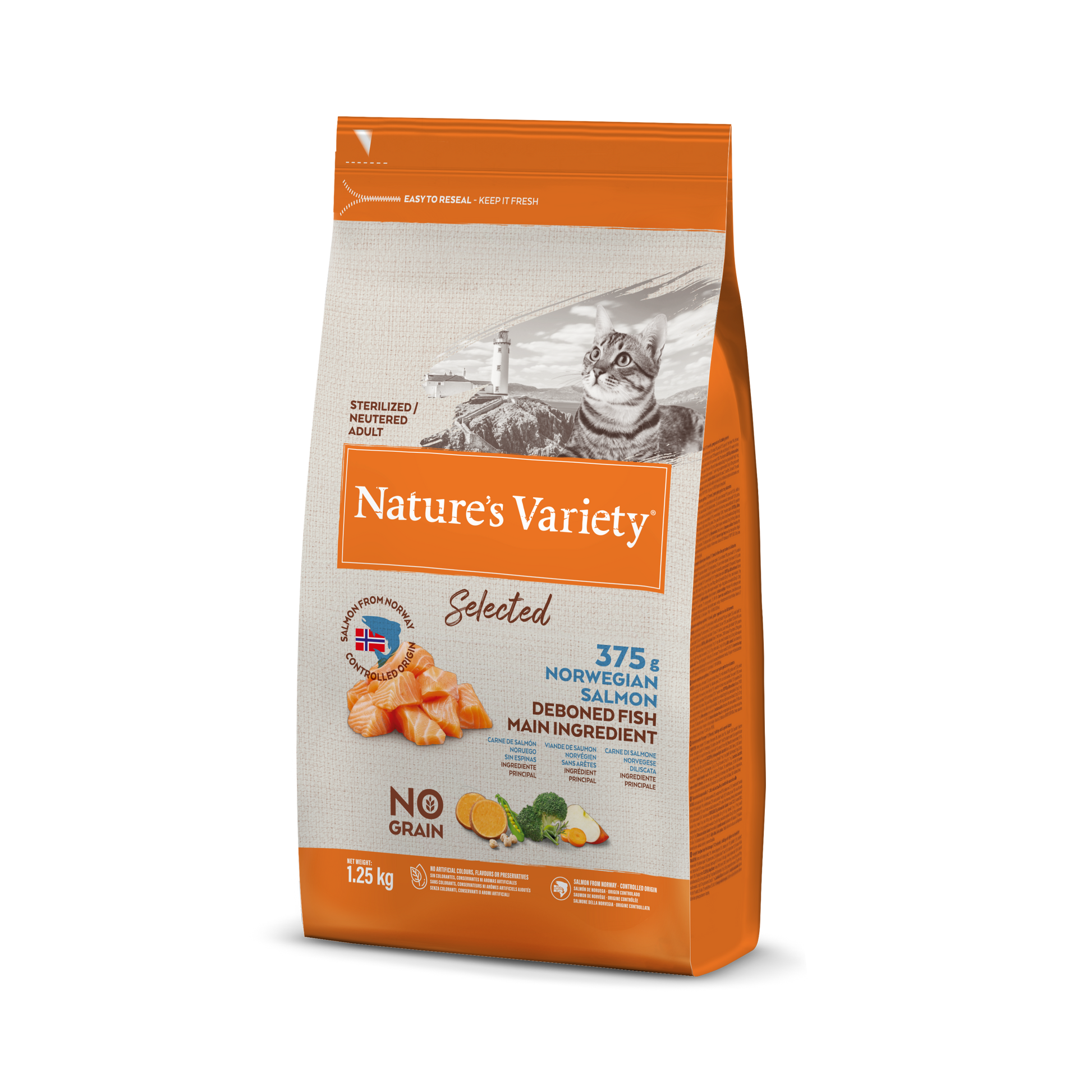 Nature's Variety Selected Sterilized Cat Sausas maistas sterilizuotoms katėms su lašiša 1,25 kg