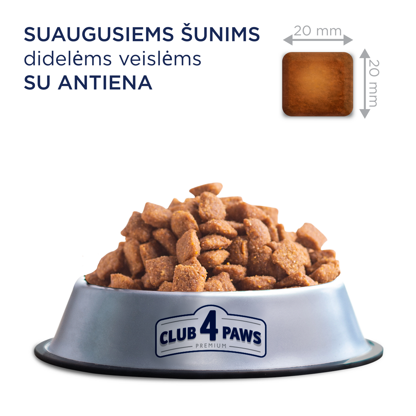 CLUB 4 PAWS Premium didelių veislių suaugusiems šunims su antiena. Visavertis sausas pašaras