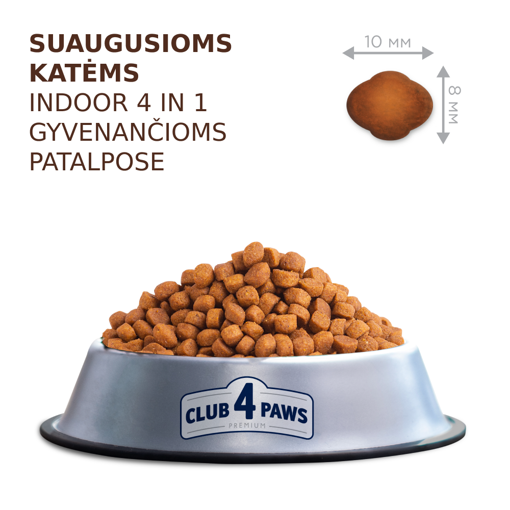 CLUB 4 PAWS Premium su ėriena katėms, gyvenančioms patalpose "4 viename"