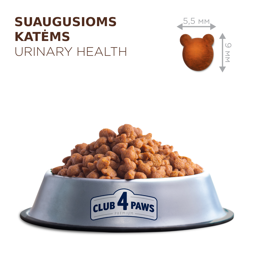 CLUB 4 PAWS Premium šlapimo sistemos sveikatai palaikyti . Visavertis sausas pašaras suaugusioms katėms