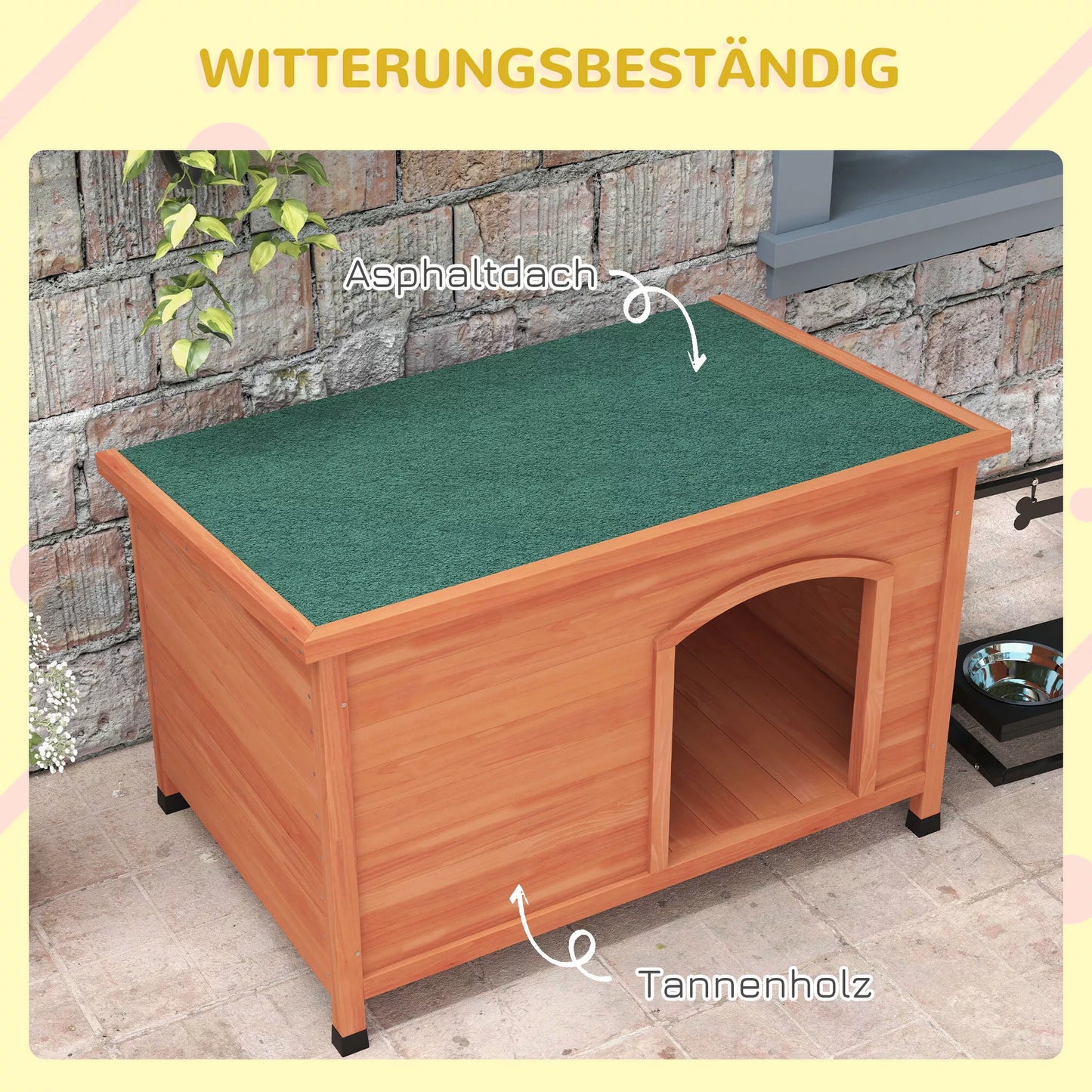 Wooden dog kennel XXL, 100 cm x 65.5 cm x 68 cm, Brown + Green