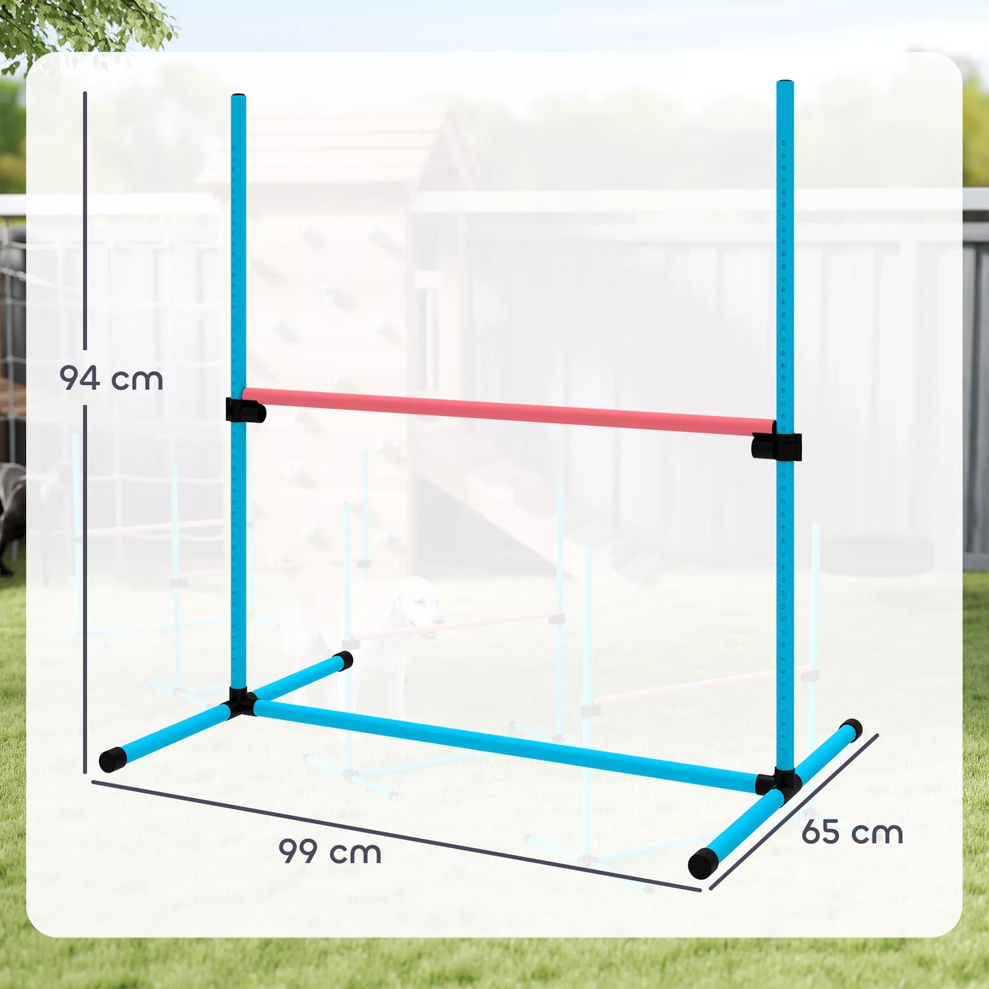 Agility rinkinys šunims 4 dalių aukščio reguliuojama agility įranga su 4 kliūtimis Nešimo krepšys 99 x 65 x 94 cm Šviesiai mėlyna