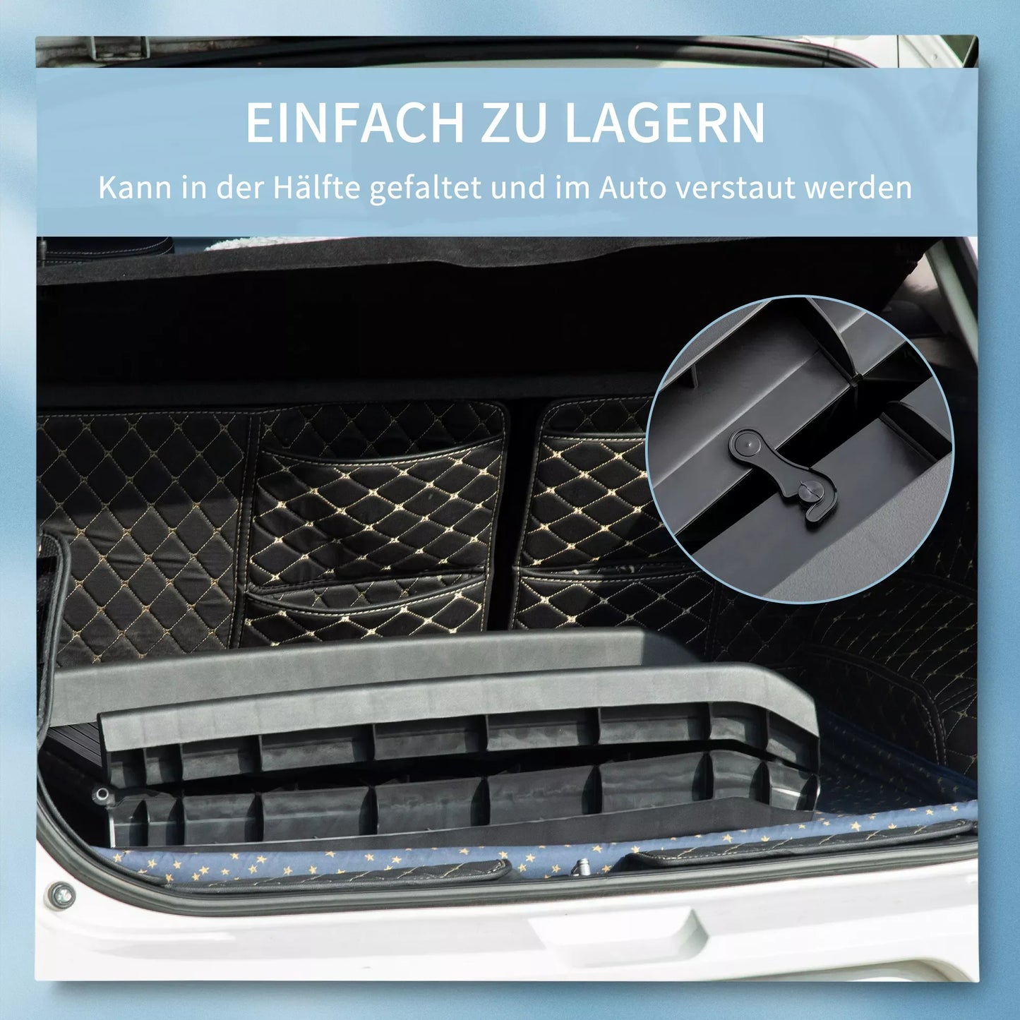 Suņu rampa, pārnēsājama automašīnu rampa dzīvniekiem, salokāma, plastmasas, melna, 155 x 39 x 14 cm