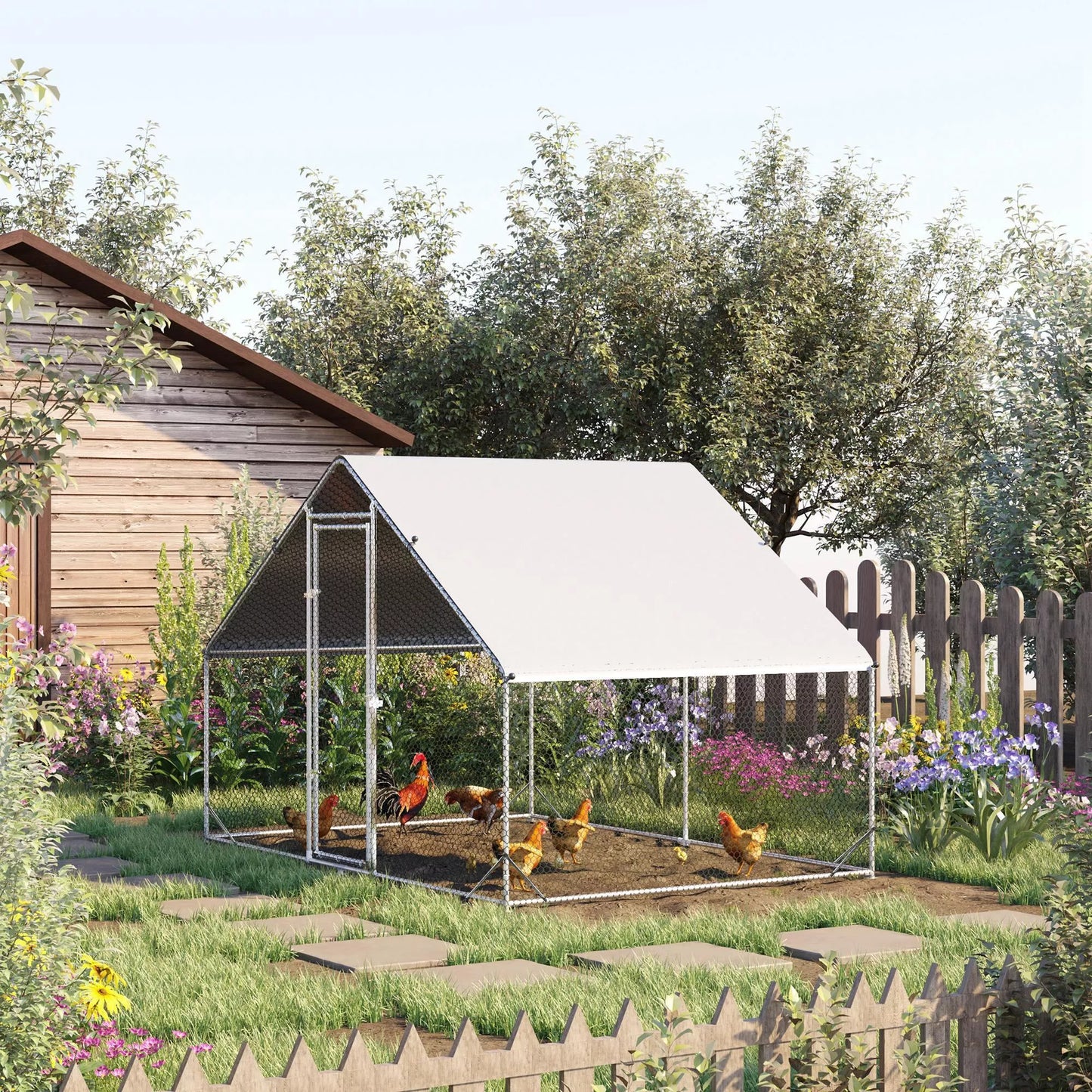 Vistu kūts, āra aploks, putnu būris ar saules nojumi, āra aploks 4-6 vistām, pīlēm, trušiem, 3 x 2 x 2 m