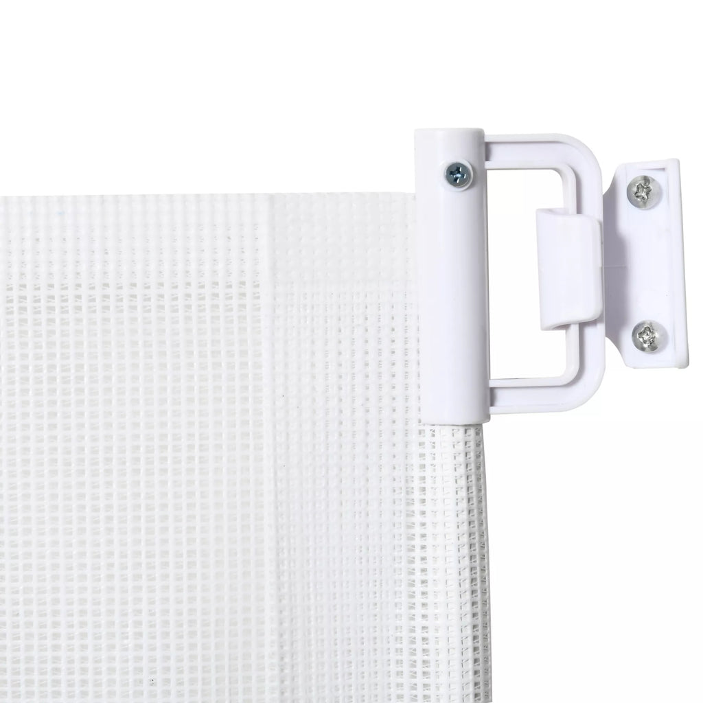 Drošības vārtiņi kāpnēm 115 cm suņiem, drošības vārtiņi durvīm, drošības siena, izvelkamas drošības rullo žalūzijas kāpnēm, sarullējamas rullo žalūzijas, plastmasas, baltas