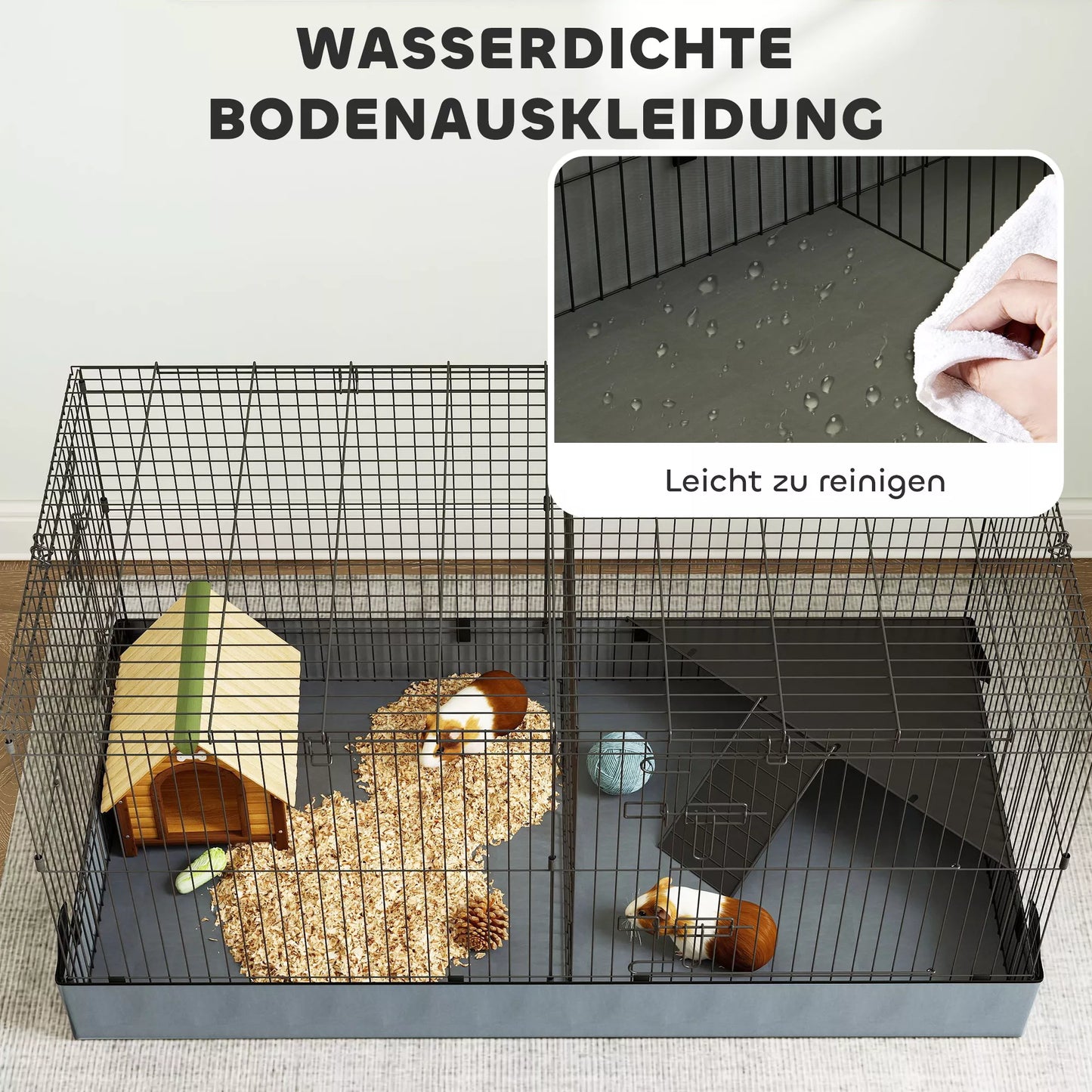 2-in-1 nykštukinių žiurkėnų narvas, mažylių gyvūnėlių narvas, audinio dugnas, sėdėjimo pagaliukai, rampa, juoda