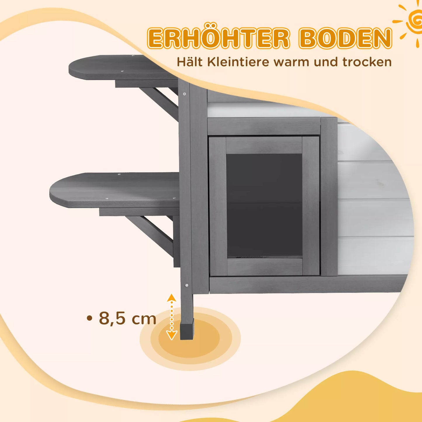 Kaķu māja, kaķu kabīne, kaķu ala, 2 stāvi, laikapstākļiem izturīga, 78,1 cm x 55,2 cm x 90,8 cm, balta + pelēka