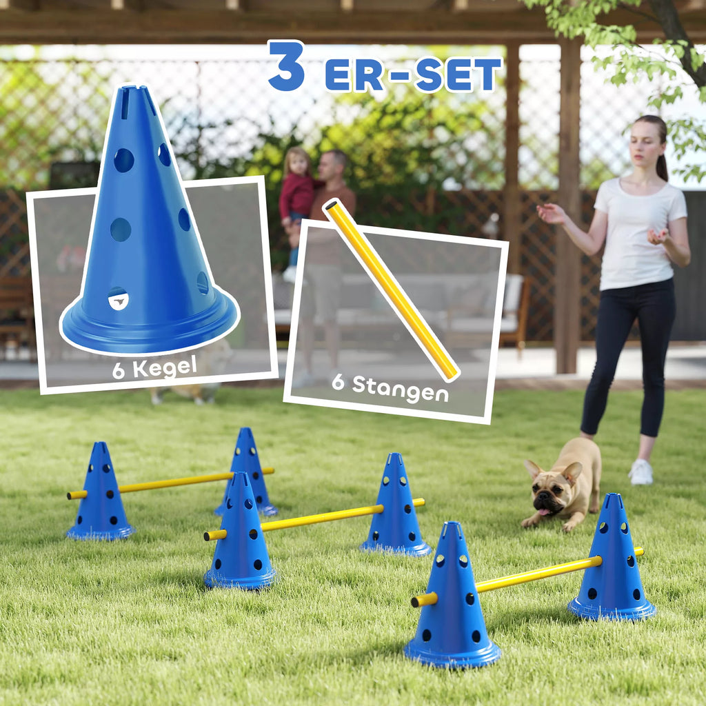 Agility rinkinys šunims 3 dalių agility įranga šunų dresūrai Stumiamų kliūčių rinkinys su 6 kūgiais 3 kliūtys Nešimo krepšys