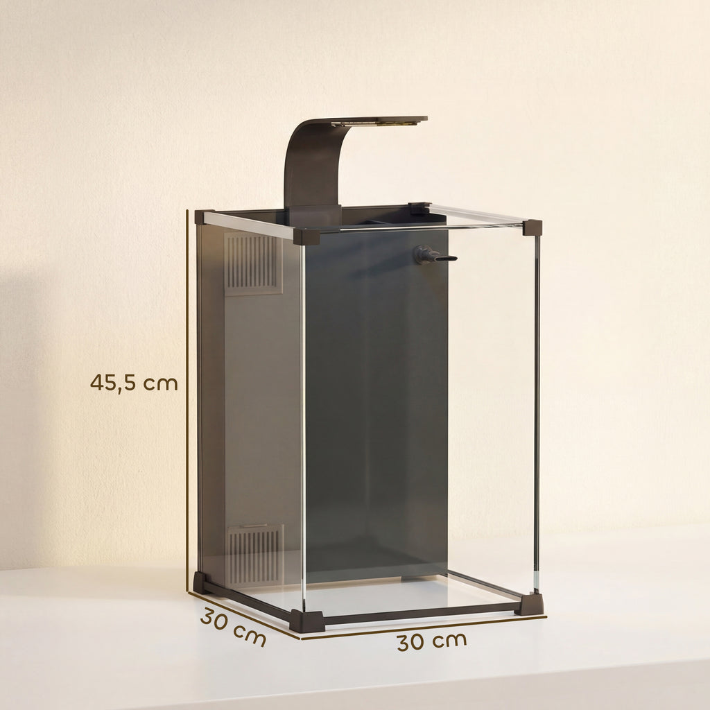 Akvariumo komplektas 36 l su LED apšvietimu, filtru ir pompa, 30x30x45,5 cm, juodas