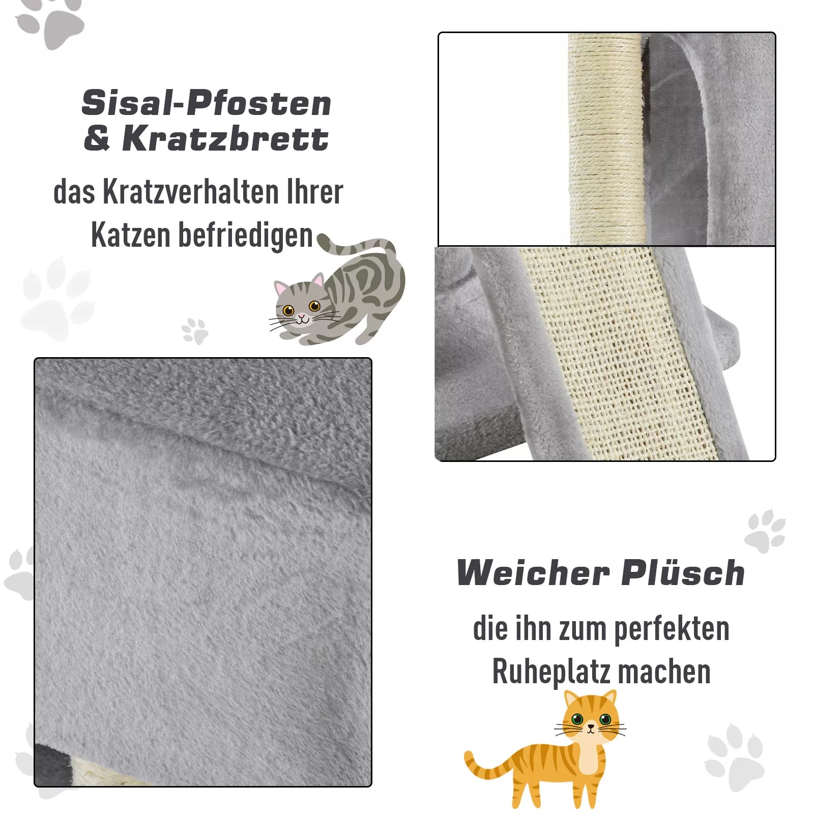 Kratzbaum 83 cm Mažas kačių braižymo medis su sizalio kolonomis, kačių braižymo medis, kačių laipiojimo medis, kačių medis, kačių baldai Žaidimų medis mažoms katėms, šviesiai pilkos spalvos
