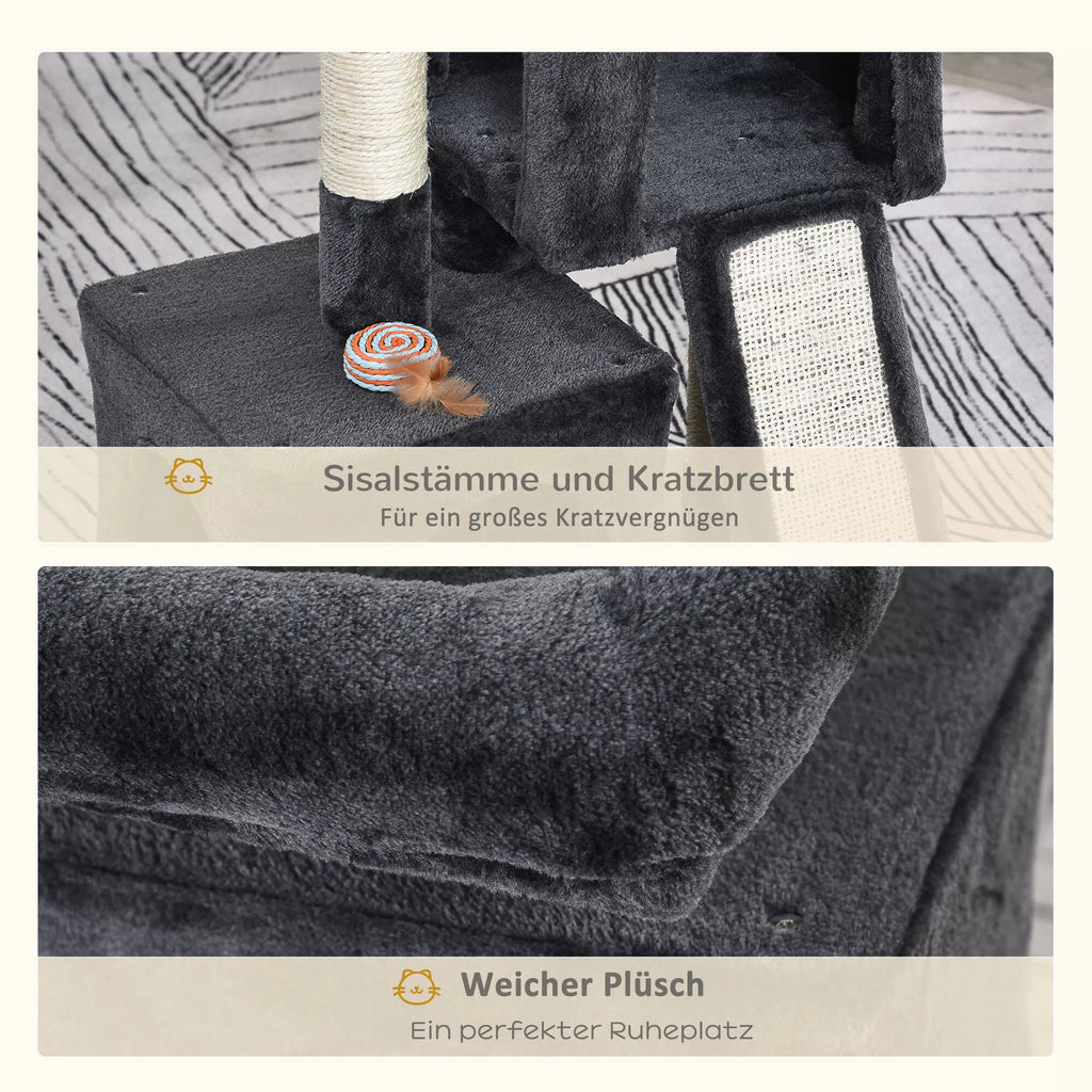 Kaķu skrāpēšanas stabs 83 cm Mazs kaķu skrāpēšanas stabs ar sizala stabiem, kaķu kāpšanas koks, mēbeles maziem kaķiem, tumši pelēks