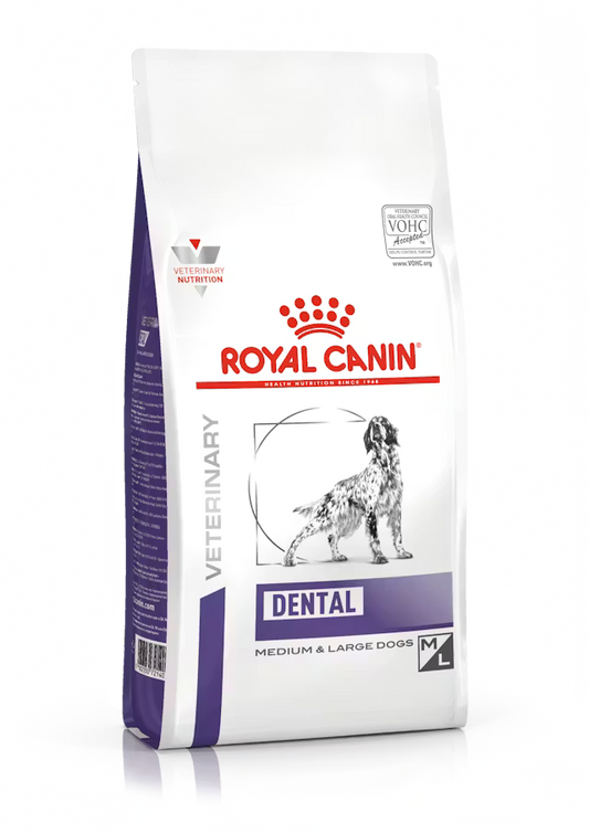 Royal Canin Veterinary Dental Medium/Large Dog Visavertis pašaras šunims - Suaugusiems vidutinio dydžio ir didelių veislių šunims (virš 10 kg) turintiems jautrius dantis