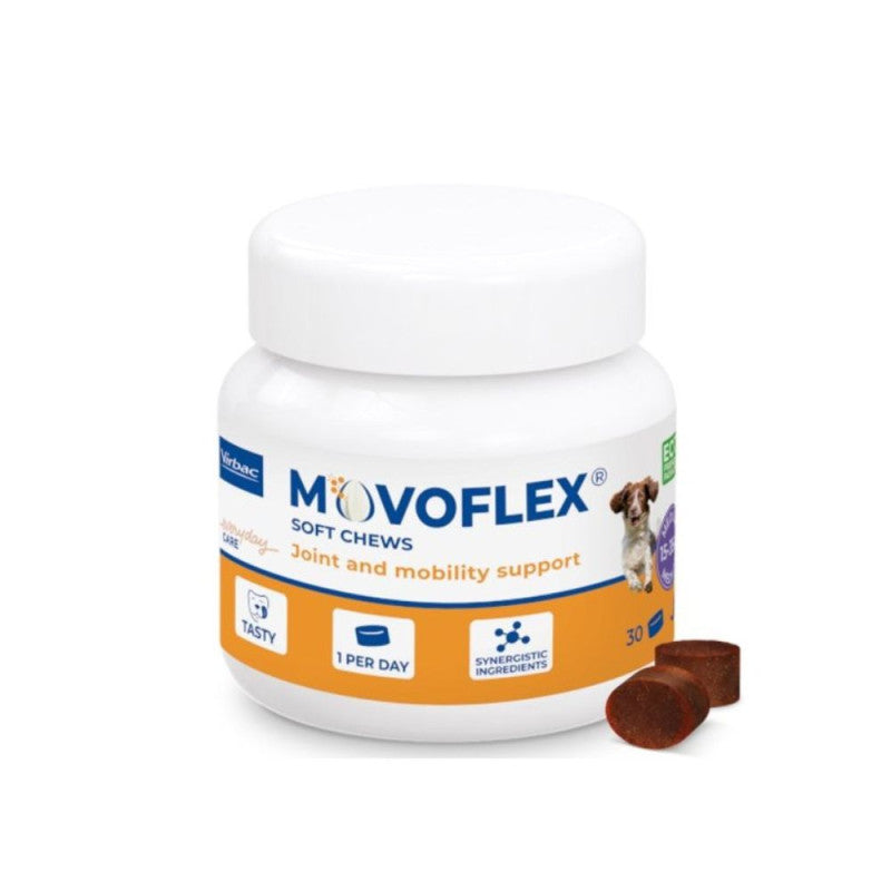 MOVOFLEX M kramtomosios tabletės Ėdalo papildas sąnarių mobilumui šunims nuo 15 iki 35 kg 4gN30