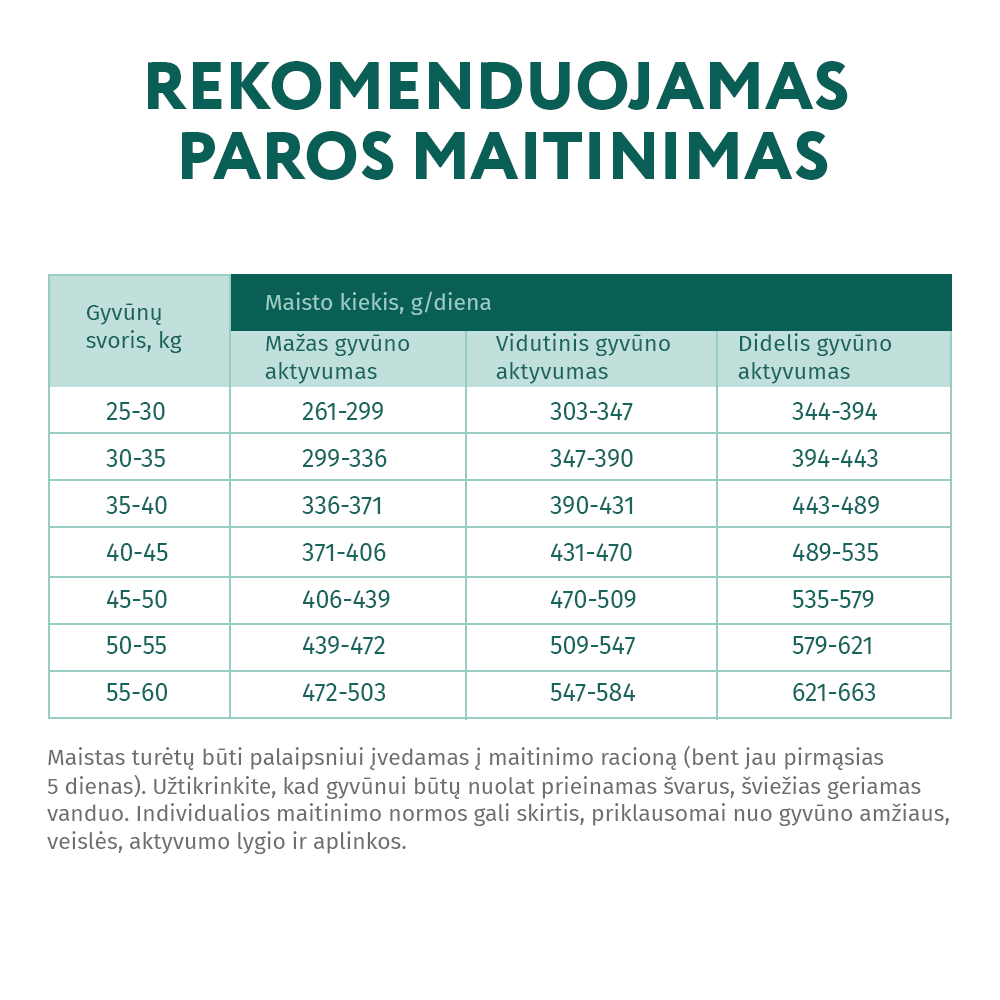 visavertis sausas pašaras didelių veislių šunims su vištiena mitybos rekomendacijos