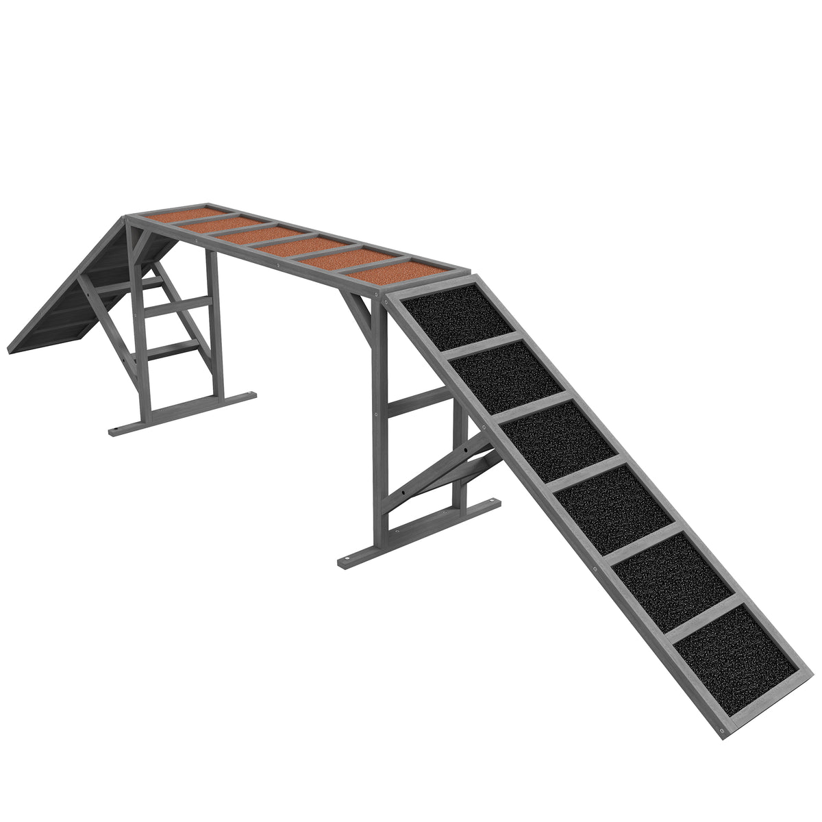 Agility lieptas šunims su apsauginėmis juostelėmis ir neslystančiu paviršiumi, 335x55x60 cm, iki 40 kg, pilkas