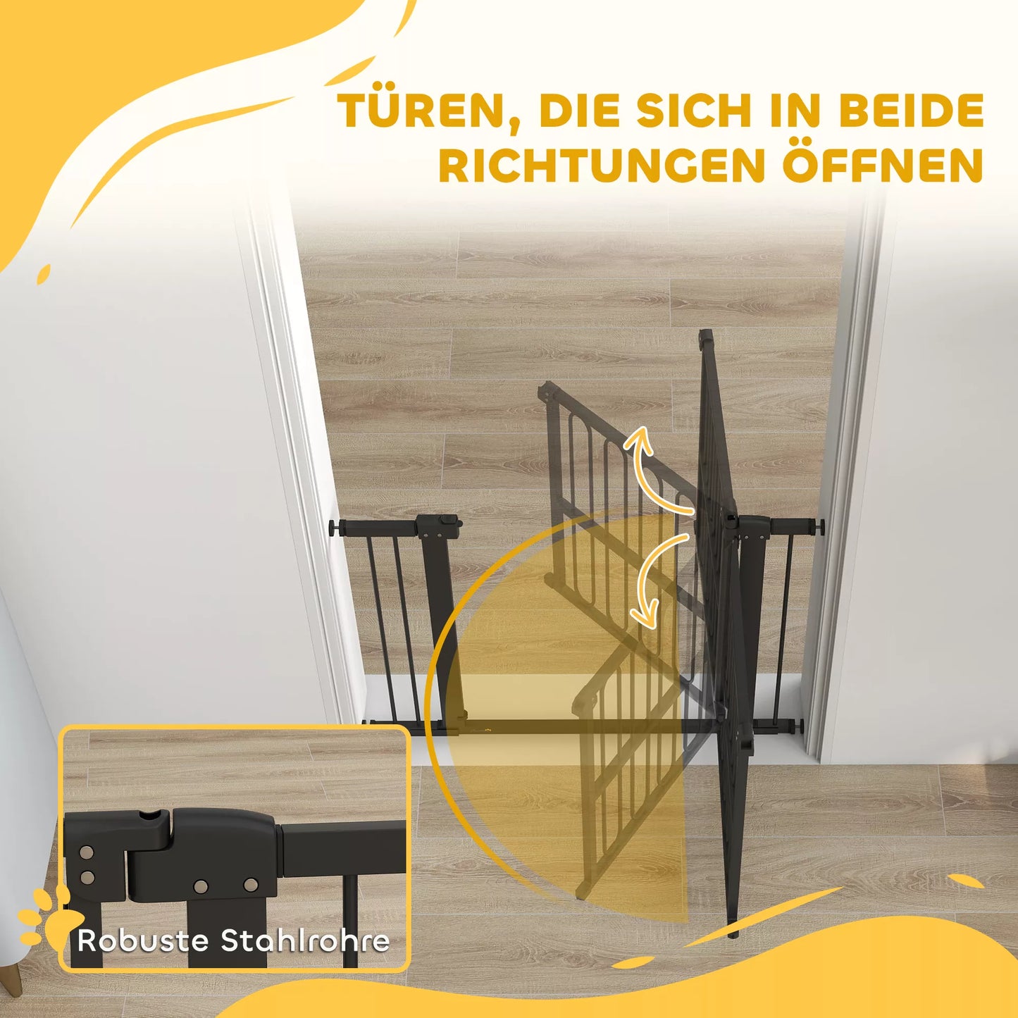 Apsauginiai varteliai šuniui, 76-104 cm, montuojami be gręžimo, varteliai laiptams