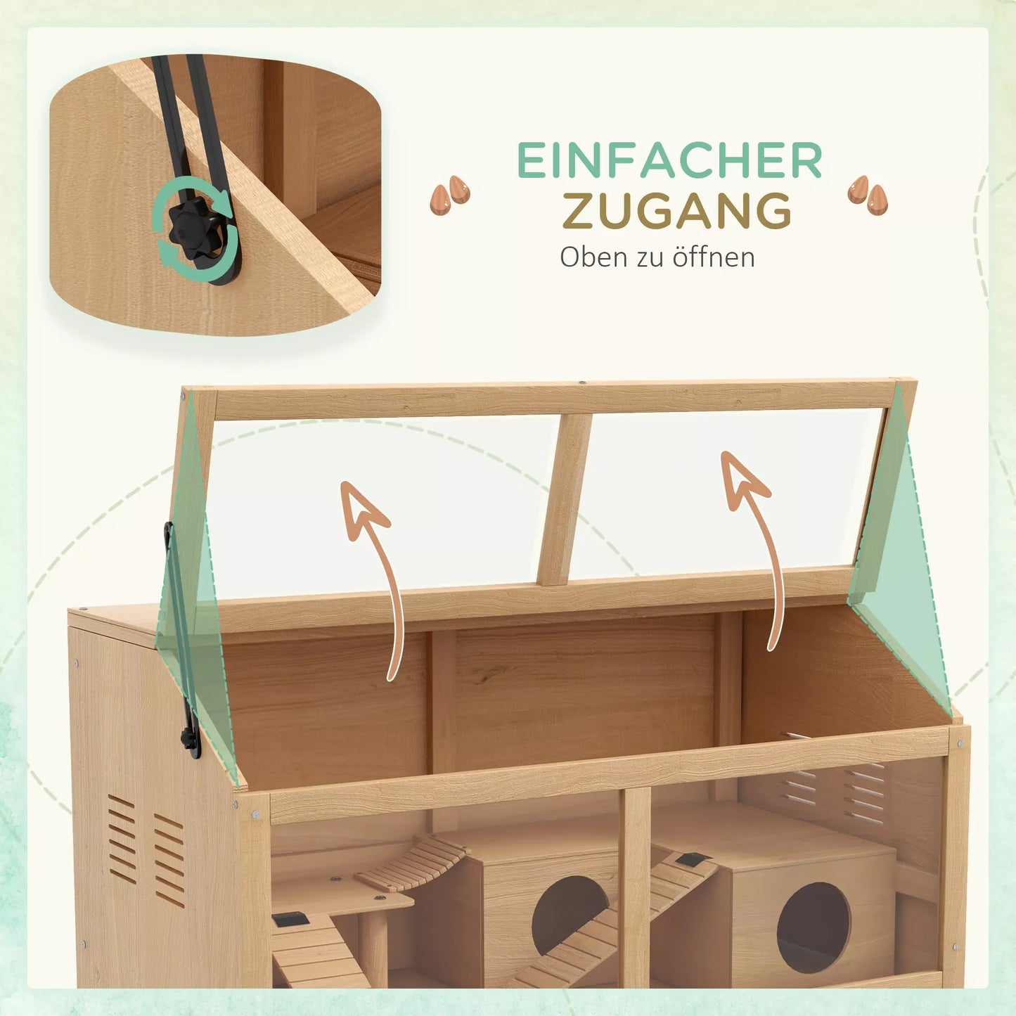 Kāmju būris Sīrijas un pundurkāmjiem, ar platformu, piekaramo tiltiņu, mājā, 85x45x44 cm