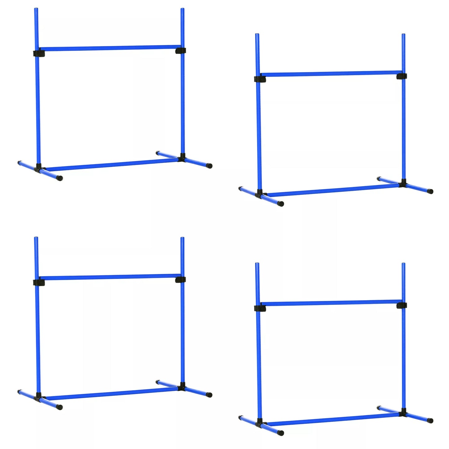 Šunų Agility Rinkinys, 4 dalys, reguliuojamo aukščio. Agility įranga, šuolių kartelių rinkinys, su 4 kliūtimis, su nešiojimo krepšiu. Koordinacijos treniruotėms, šuolių kartelių rinkinys žaidimams ir treniruotėms.