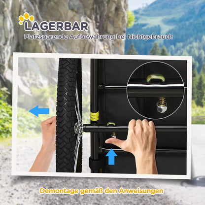 Dog trailer, foldable bike trailer for dogs, waterproof, Oxford cloth, metal, 140 x 71 x 83 cm, Red