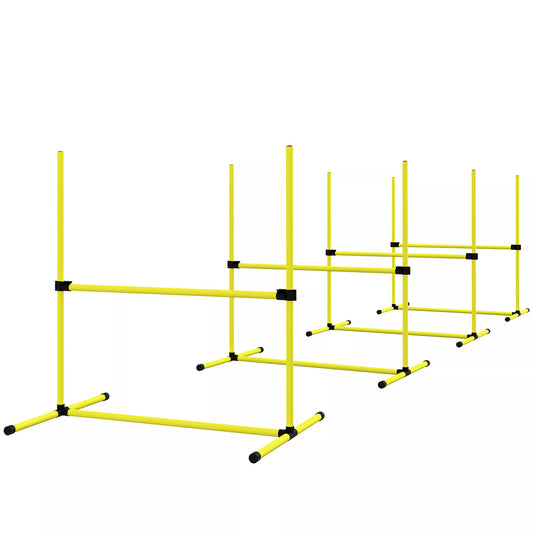 Šunų Agility rinkinys, kliūtys/slalomo kartys/žemės kartys, nešiojimo krepšys, tvirtas, geltonas