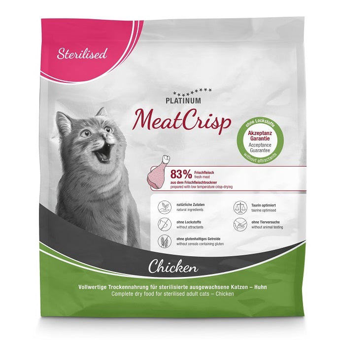 Platinum MeatCrisp pilnvērtīga sausā barība sterilizētiem kaķiem ar vistu