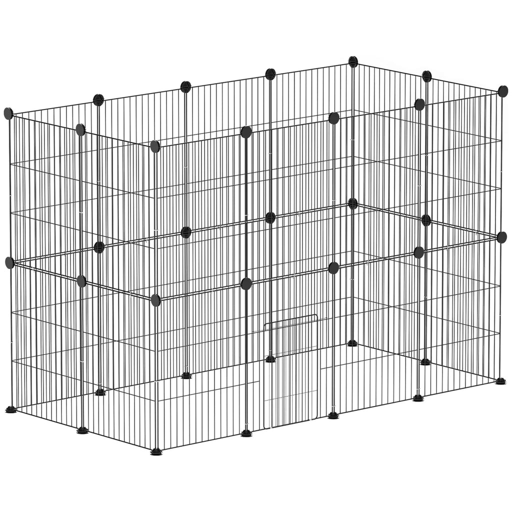 Narvelis smulkiems gyvūnams, lauko aptvaras, modulinė konstrukcija, 0,72 m² plotas, plienas, juodas