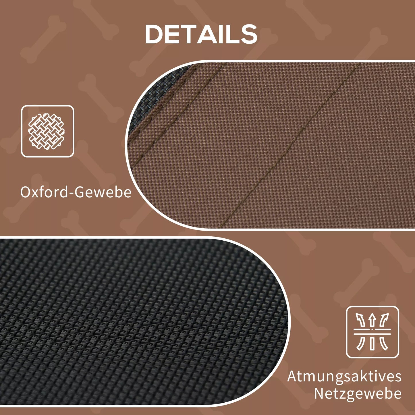 Paaugstināta suņu gulta ar jumtiņu, mājdzīvnieku gulta, āra suņu gulta ar jumtiņu, elpojoša, tafta audums, kempings, kafijas krāsa, 122 x 92 x 108 cm