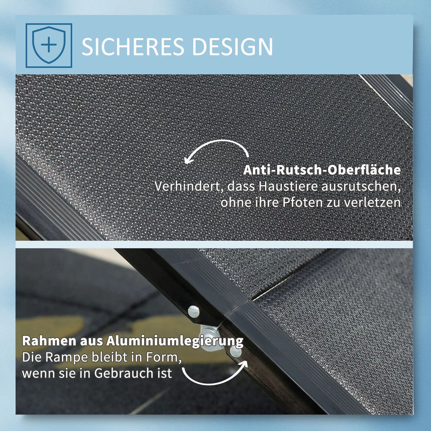 Salokāma neslīdoša rampa dzīvniekiem, suņiem līdz 40 kg, 158 cm x 43,5 cm x 2,5 cm, melna
