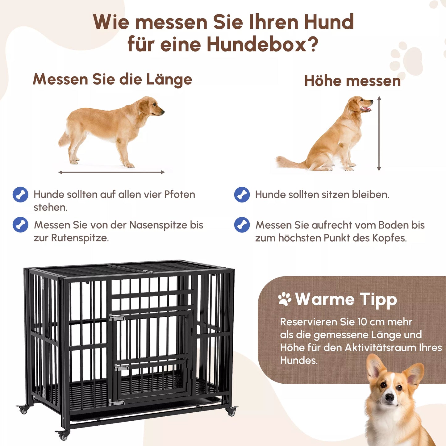 Suņu transportēšanas kaste/būris, ar apakšējo paplāti, slēdzeni, universāliem ritentiņiem, 94 cm x 58 cm x 78 cm, melns